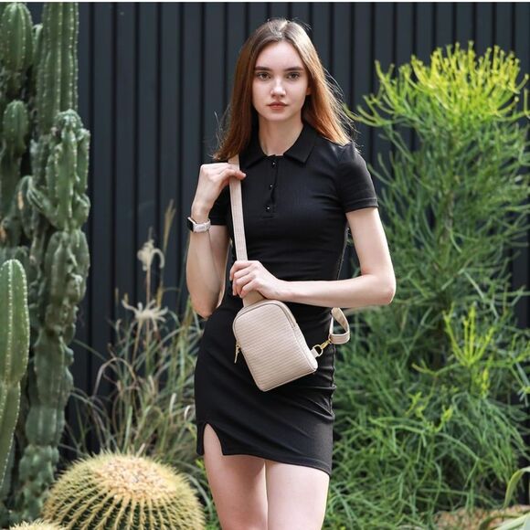 Crossbody Purse Womens Nude Sling Bag Purse Soft Vegan Leather Sling Purse SL3 - Picture 3 of 7